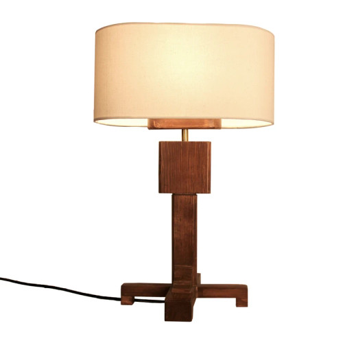 آباژور رومیزی پایه کتابی چوب شید بیضی N17s